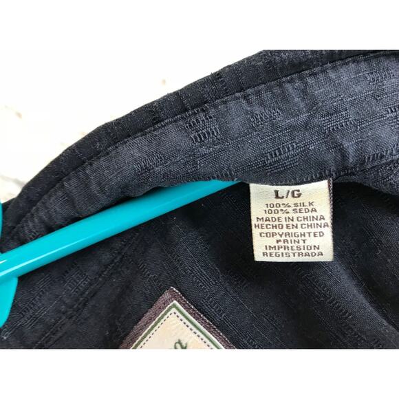 Jamaica Jaxx Black Silk Flowers Hawaiian Leaves Summer Beach Large Shirt Large - Picture 5 of 7